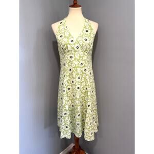 VTG Y2K Liz Claiborne Green Floral Halter Midi Dress Graduation Dress, Size 8